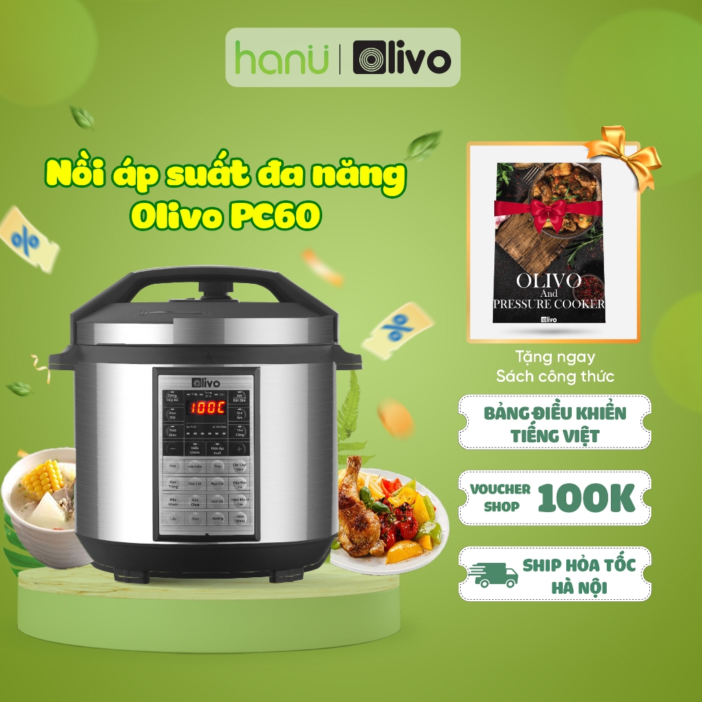 Nồi Áp Suất Điện Đa Năng OLIVO PC60 - 16 Chức Năng - Dung Tích 6L - Hầm