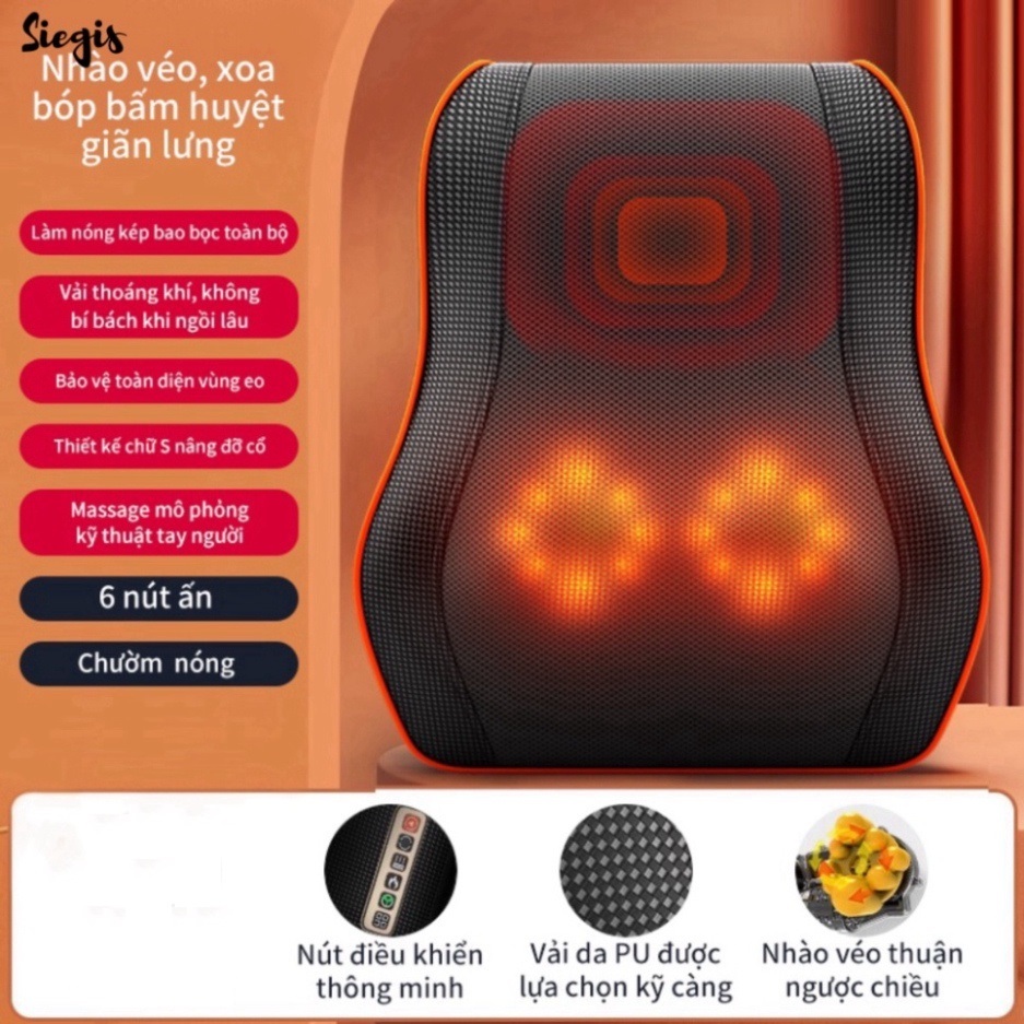 Gối Massage Cổ Vai Gáy, Mát Xa Xoàn Thân Đa Năng Cao Cấp Công Suất 24W