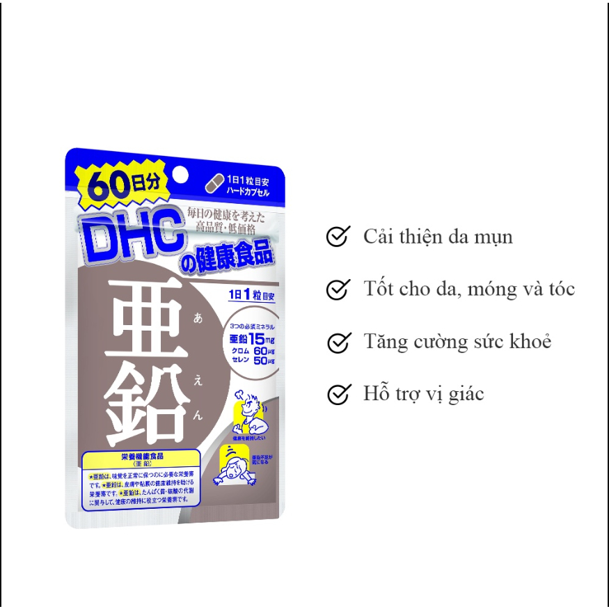 Viên Uống DHC Zinc Bổ Sung Kẽm Gói 15 Ngày, 30 Ngày