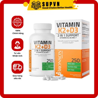 Vitamin K2 D3 - MK7 Bronson 250 Viên Hỗ trợ Giúp Xương Chắc Khỏe, Tăng Hóc Môn, Phát Triển Cơ