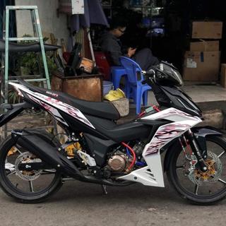 Tem xe winner v1 mẫu tem lửa mx đen chế dán xe màu trắng