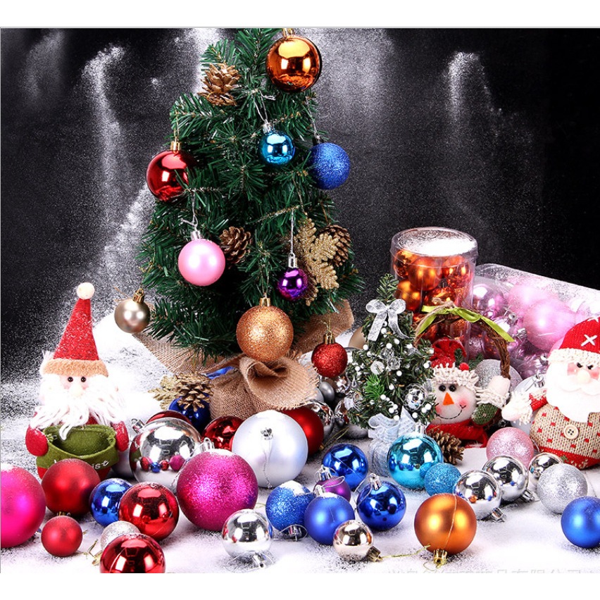 Sét 6 quả châu giáng sinh size 6CM/ 4CM/ 3CM nhiều màu - Trang trí noel, trang trí tết, decor