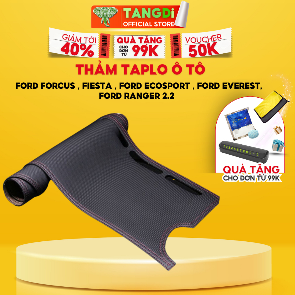 Thảm taplo ô tô da vân cacbon FORD FORCUS , FIESTA , FORD ECOSPORT , FORD EVEREST, FORD RANGER 2.2 hàng cao cấp TANGDi
