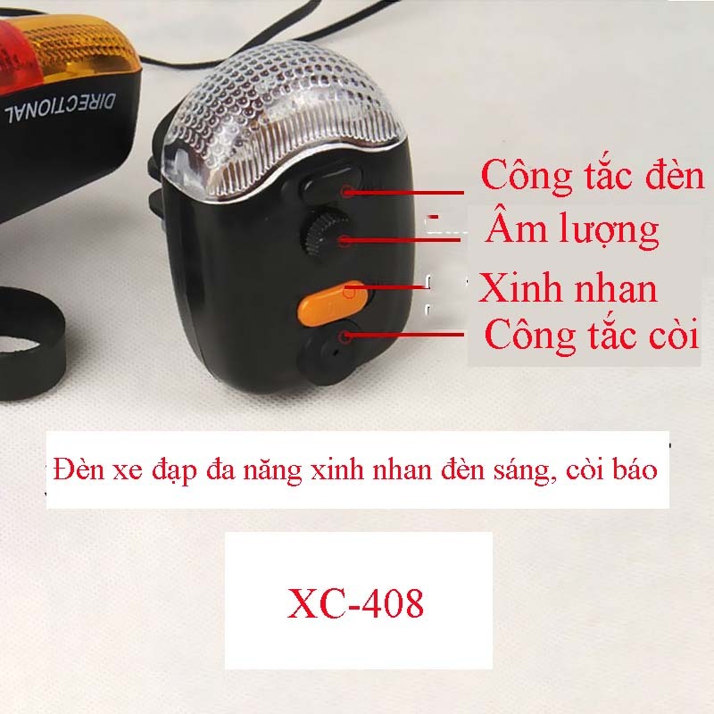 Đèn còi xe đạp đa năng đèn xinh nhan XC408