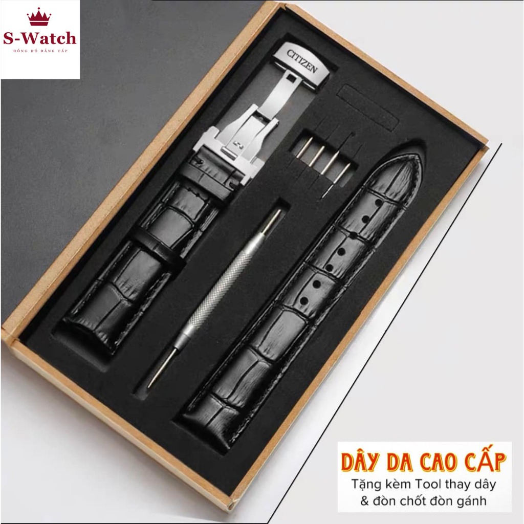 Dây đeo đồng hồ bằng da CITIZEN,18 20 22 có khóa