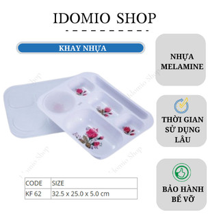Khay Cơm 6 Phần Nắp  Nhựa Melamine Cao Cấp- KF62