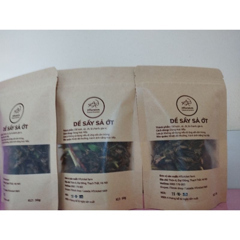 Dế sấy sả ớt, dế sấy giòn, dế sấy cay giòn 50g