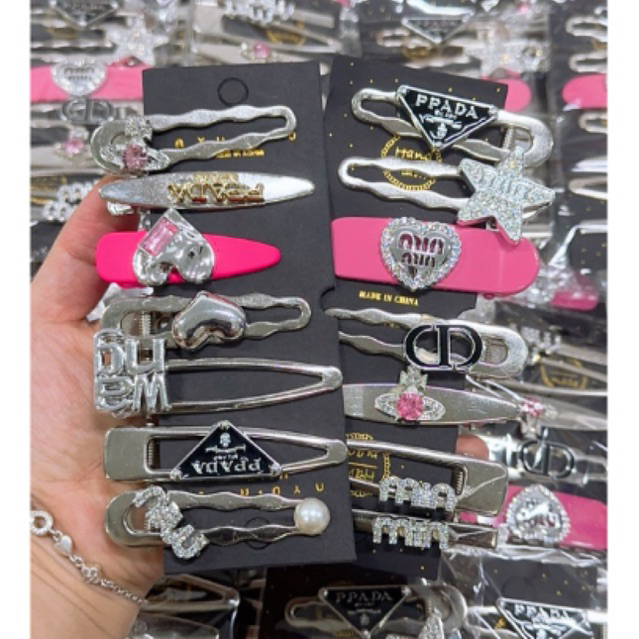 Set 7 kẹp tóc kim loại đính đá nhiều hình sang chảnh, Dễ Thương Cho Nữ bokisd.store