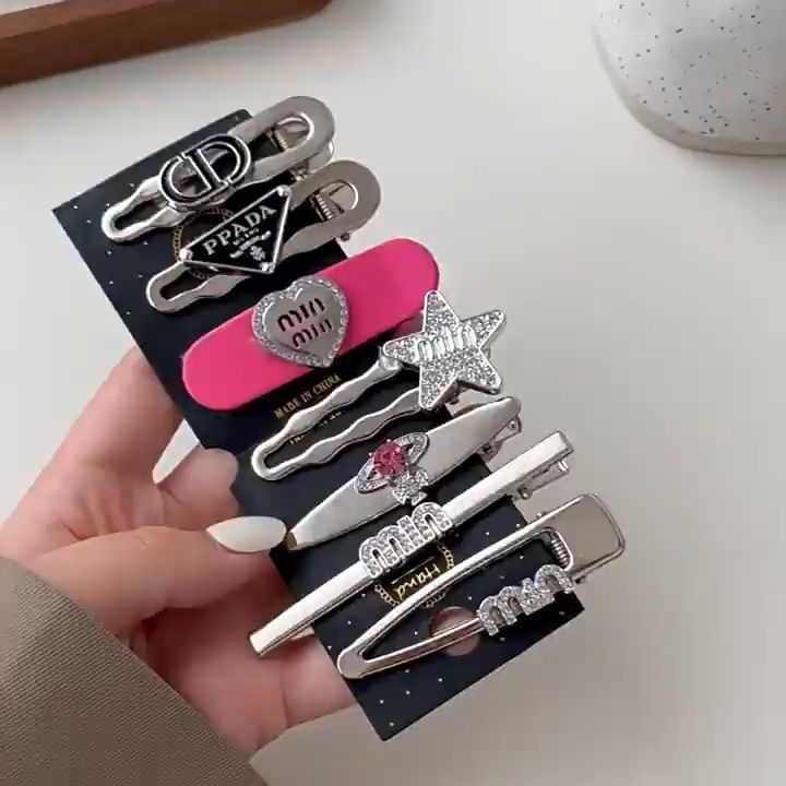 Set 7 kẹp tóc kim loại đính đá nhiều hình sang chảnh, Dễ Thương Cho Nữ bokisd.store