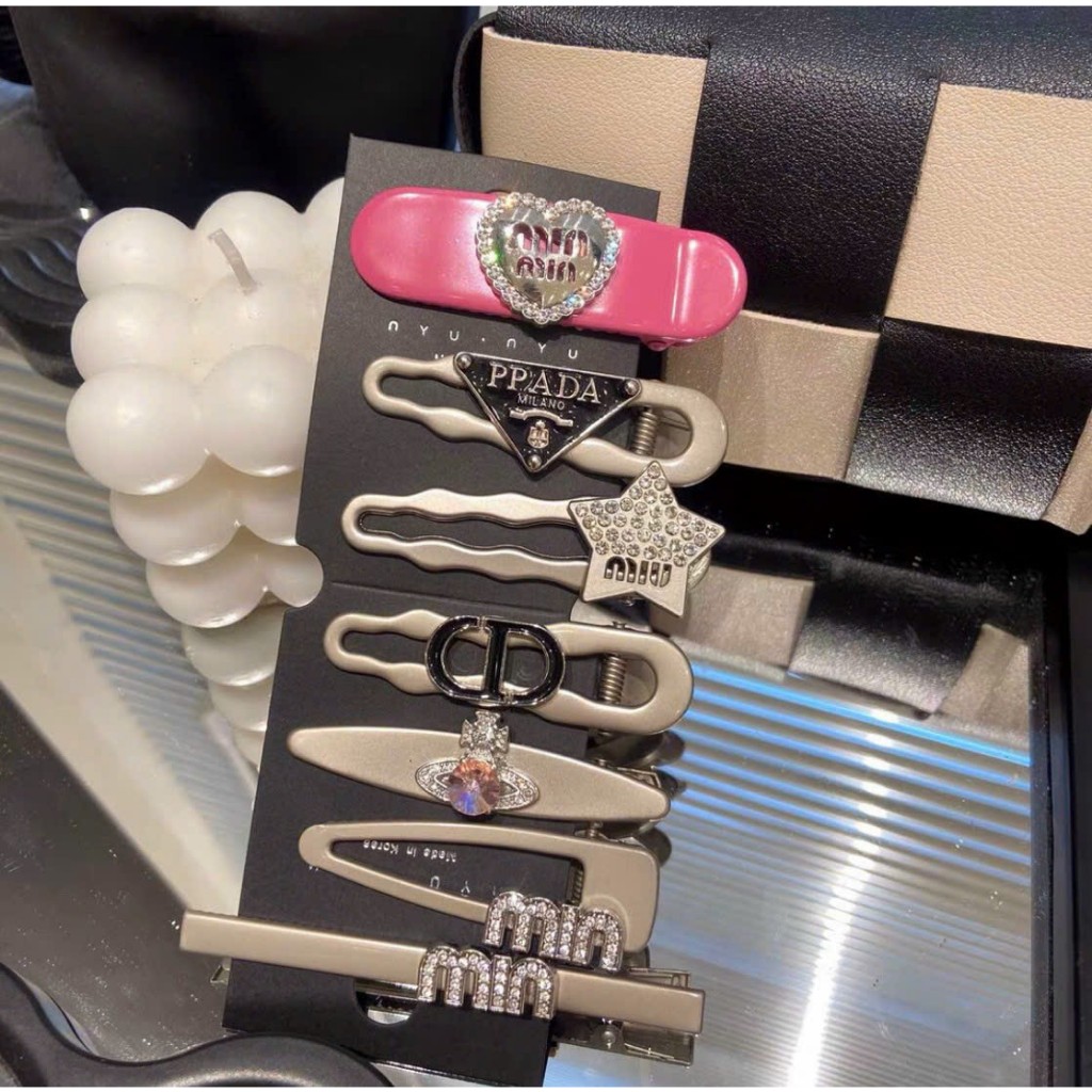 Set 7 kẹp tóc kim loại đính đá nhiều hình sang chảnh, Dễ Thương Cho Nữ bokisd.store