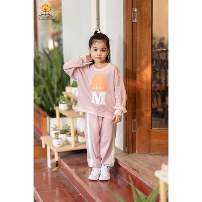 Bộ nỉ bé trai, bé gái ấm LITIBABY in chữ M cho bạn từ 12kg - 25kg