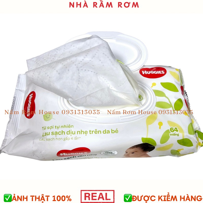 Bịch khăn giấy ướt không mùi Huggies 64 tờ chống hăm cho bé