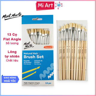  Bộ 13 Cọ Vẽ Flat Angle Mont Marte - Natural Hair Flat Angle Brush Set 13pc - BMHS0058