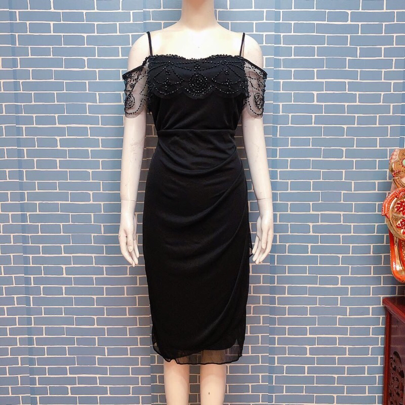 Đầm bigsize 2 dây đen phối ren mỏng 2hand