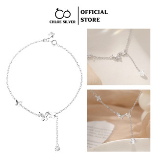 Lắc chân bạc nữ S925 CHLOE SILVER thiết kế mặt Bướm đính Kim Cương tinh xảo, rất phù hợp làm quà tặng dịp lễ-LC01