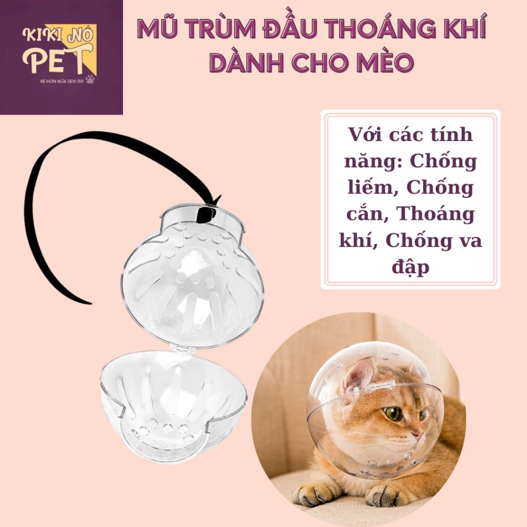 Mũ Trùm Đầu Cho Mèo Khi Tắm Mũ Trùm Đầu Chống Liếm Thoáng Khí Cho Mèo Dễ Dàng Sử Dụng