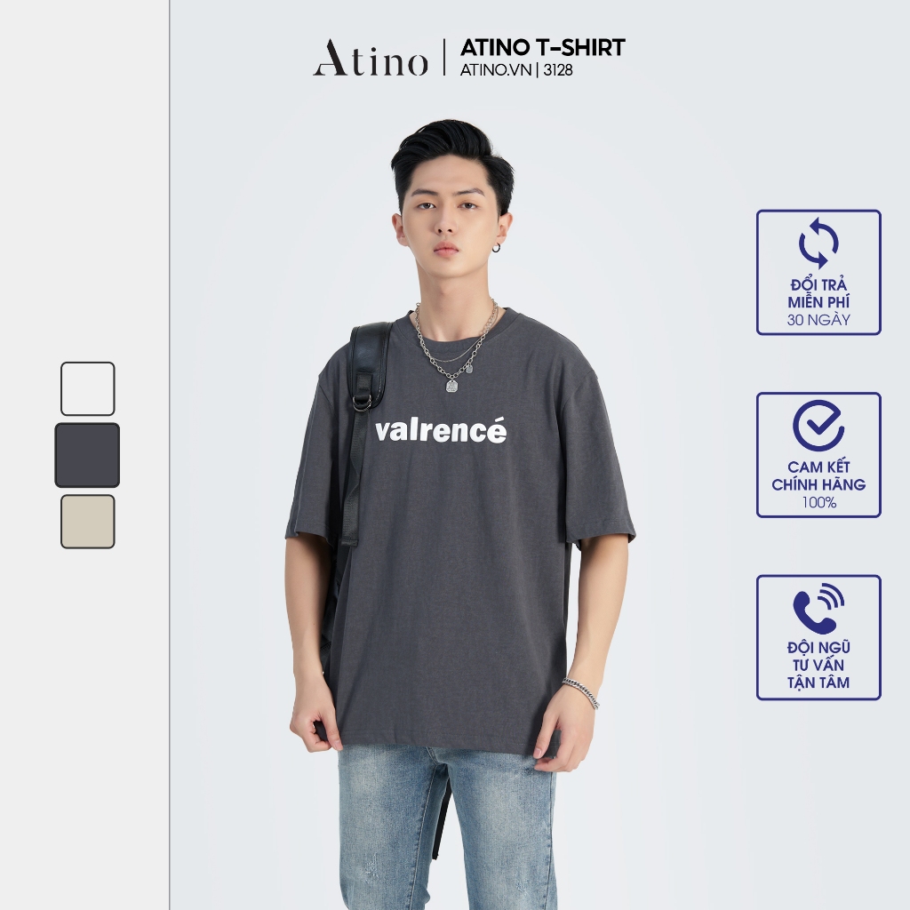 Áo Thun Ngắn Tay Nam ATINO chất liệu 100% Cotton thoáng mát form Regular - Áo Phông Cộc Tay AP3.2128