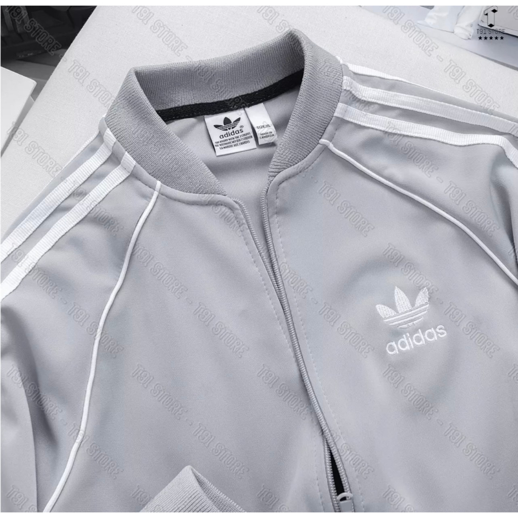 Áo Khoác Adidas Bomber Thể Thao Nam Nữ Vải Thun Nỉ Co Giãn, Áo Khoác 3 Sọc Kẻ Trắng Chống Gió Cao Cấp