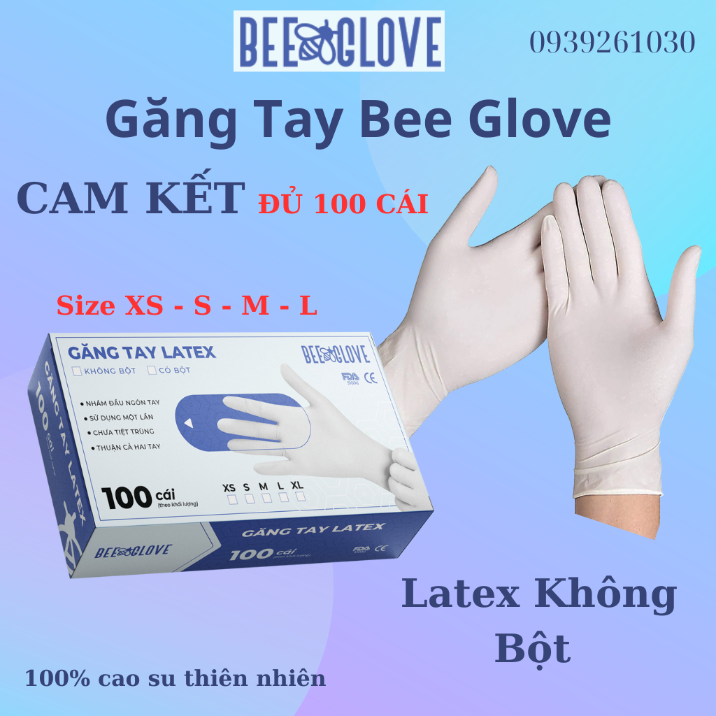 Găng Tay Latex Không Bột Màu Trắng - Thương Hiệu BeeGlove