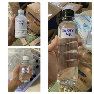Nguyên liệu làm slime 150ml borax, 150g keo sữa, 150ml keo trong