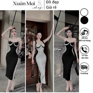 Đầm ngắn xòe chữ A tay dài hở cổ cúp ngực ba màu siêu xinh