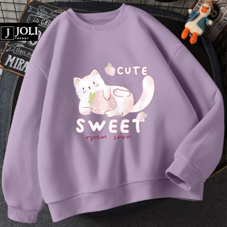 Áo Sweater Mèo Sweet Nam Nữ By JOLI Unisex Chất Nỉ Lót Bông Form Rộng J Joli Trendy