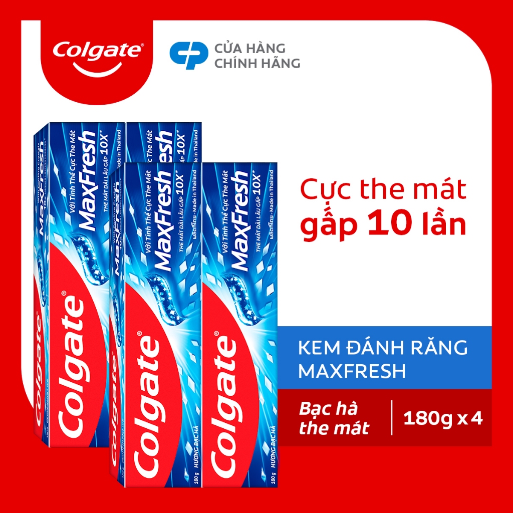 Bộ 4 Kem đánh răng Colgate Maxfresh bạc hà the mát 180g/tuýp