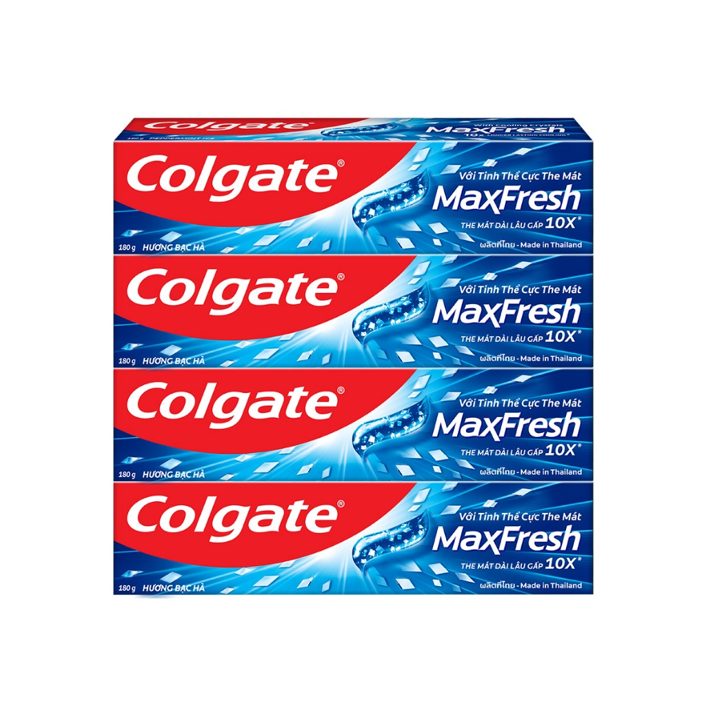 Bộ 4 Kem đánh răng Colgate Maxfresh bạc hà the mát 180g/tuýp