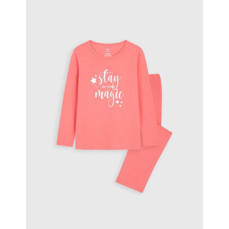 Bộ cotton dài tay mặc nhà bé gái Canifa