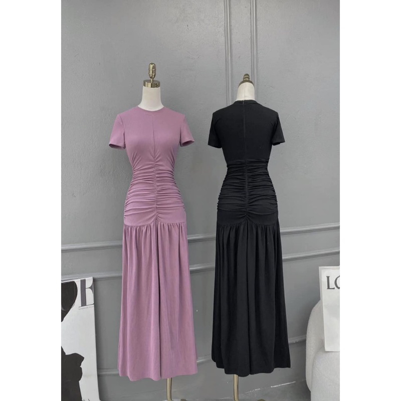 Váy Đen Dáng Dài Maxi Nhún Eo