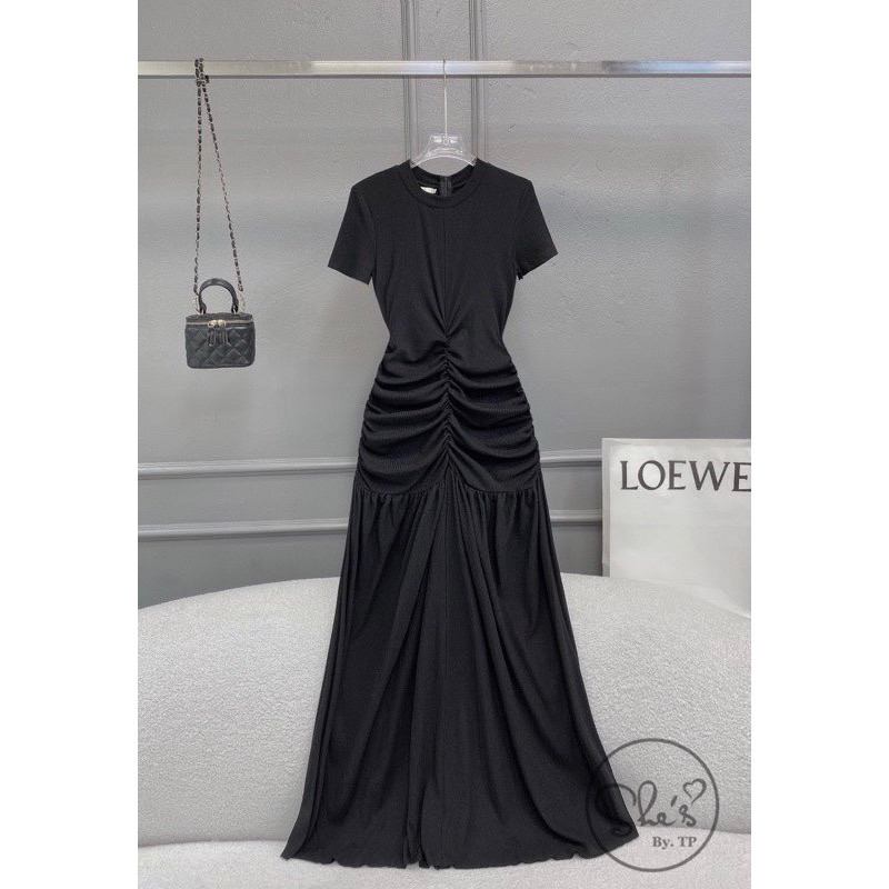 Váy Đen Dáng Dài Maxi Nhún Eo