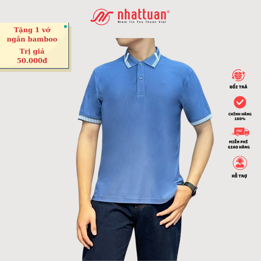 Áo thun Nam Nhật Tuấn 310 - AT1 - TẶNG 1 VỚ BAMBO CỔ NGẮN