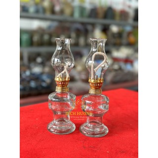 Đèn thờ dầu thủy tinh đỏ trắng.cao 20cm. ( đôi)