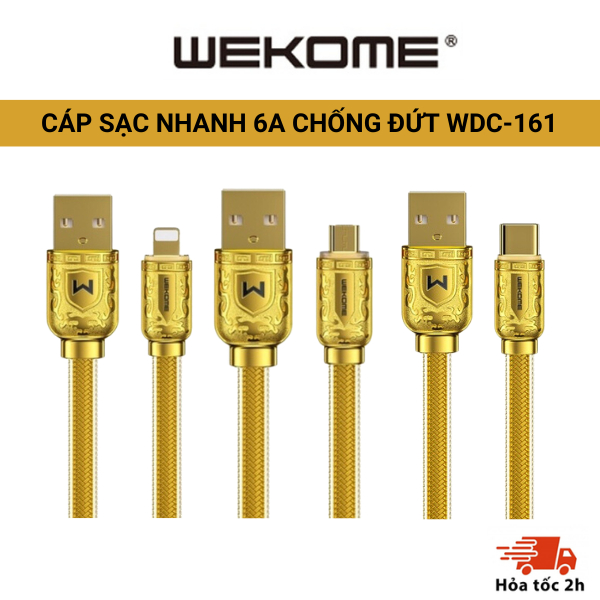 [HỘP SẮT]Cáp sạc nhanh đóng hộp sắt 6A WEKOME đủ đầu cắm IPh ,Type C,Micro phù hợp mọi loại điện thoại wdc161