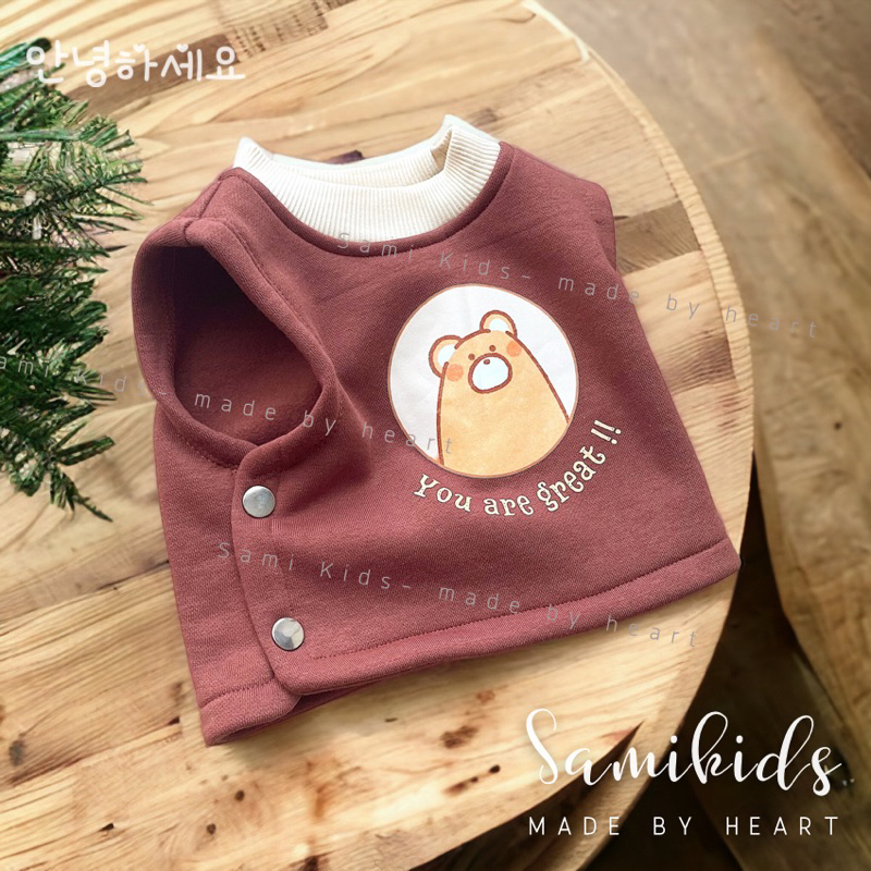 Áo nỉ cho bé cài sườn siêu mềm ấm 3-14kg