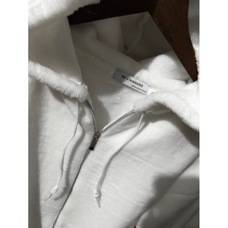 Áo Khoác Lông Cừu THOM 2 Lớp Có Mũ Dày Dặn Phối Kẻ Sọc Tay Phong Cách Trẻ Trung Năng Động