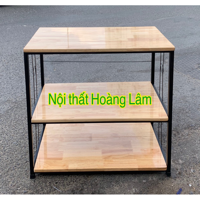Kệ để lò vi sóng, lò nướng mặt gỗ cao su tự nhiên