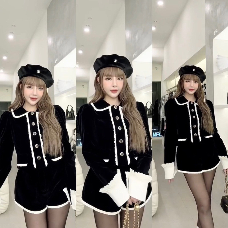 ẢNH THẬT-set nhung phối viền mai phương bùi fulltag mac 2 tem