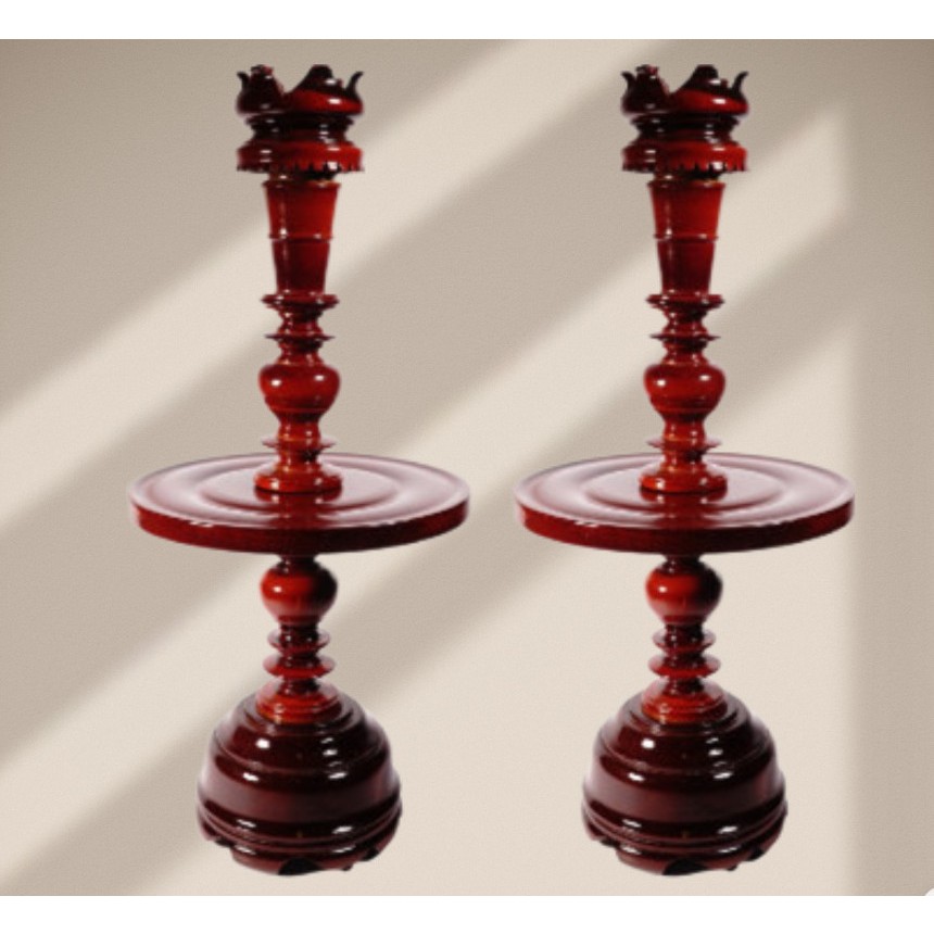 CẶP ĐÈN THỜ - Gỗ Tràm Bông Vàng - Cao 70cm
