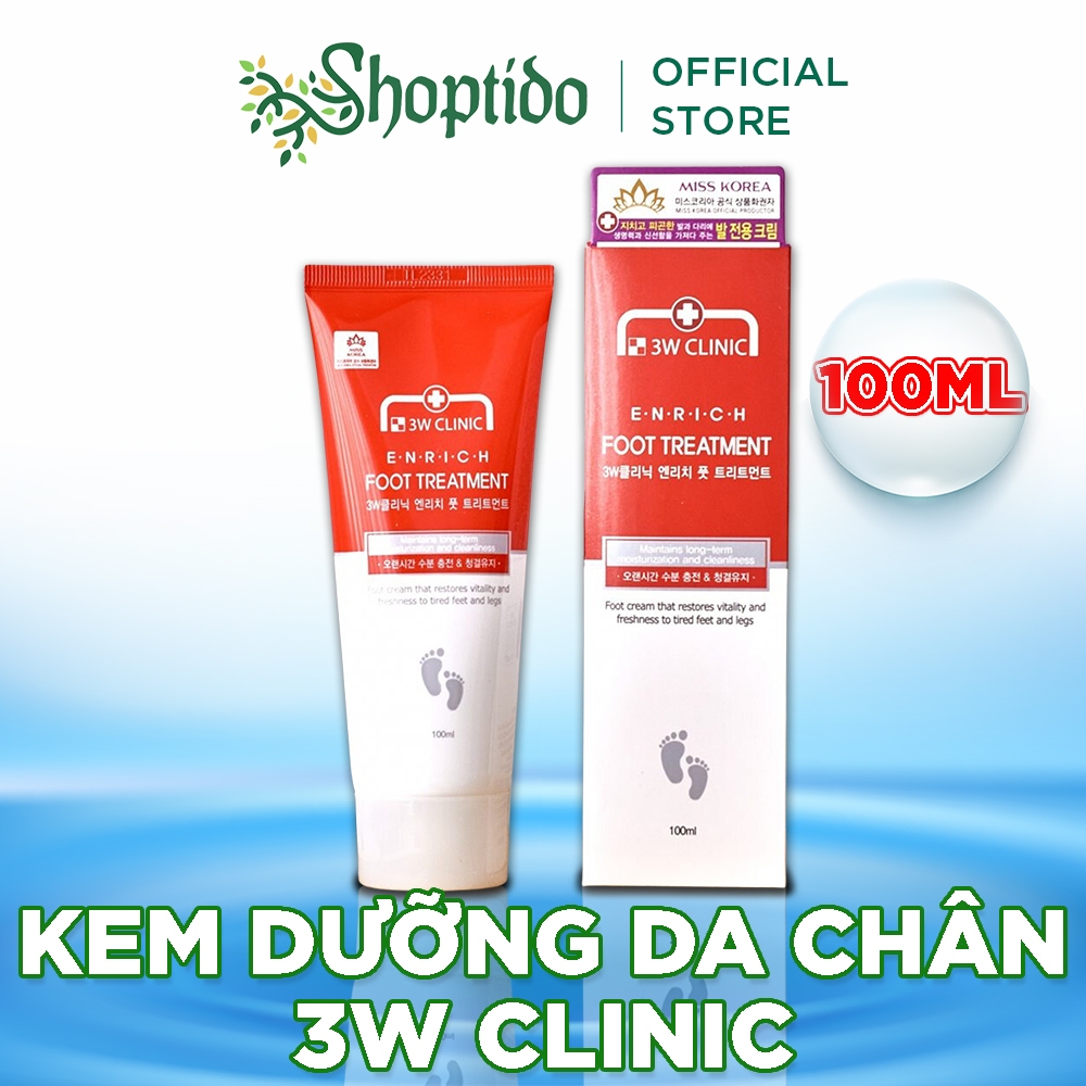 Kem dưỡng da chân 3w Clinic chiết xuất đậu xanh enrich foot treatment 100 ml NPP Shoptido