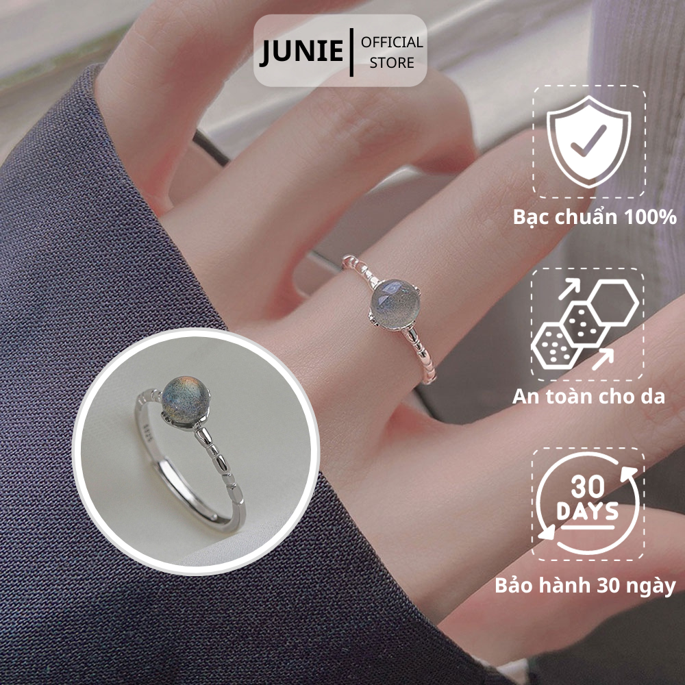 Nhẫn Bạc JUNIE, Kết Hợp Đá Mặt Trăng Thu Hút Mọi Ánh Mắt R-BIXBY