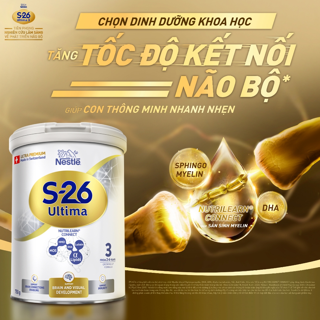 [Tặng Maze Board – Đồ chơi học tập cho bé ] Sữa Bột Nestlé S-26 ULTIMA 3 (S26) 750G từ Thụy Sỹ với NUTRILEARN® CONNECT