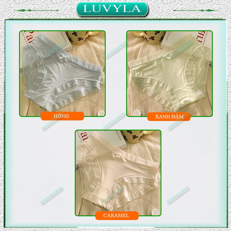 Quần lót nữ su thun lạnh kháng khuẩn sexy phối ren LUVYLA QSR04