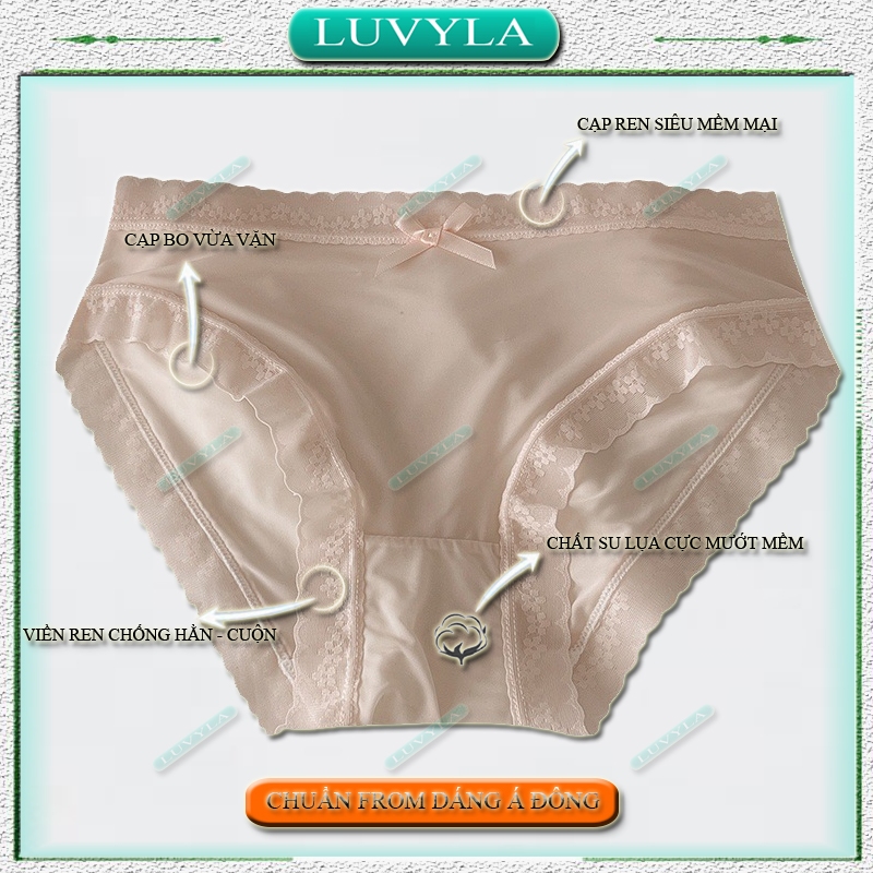 Quần lót nữ su thun lạnh kháng khuẩn sexy phối ren LUVYLA QSR04
