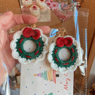 🎄Móc khóa vòng Noel bằng len móc handmade, bag charm treo ba lô túi xách xinh xắn, quà tặng giáng sinh trendy dễ thương