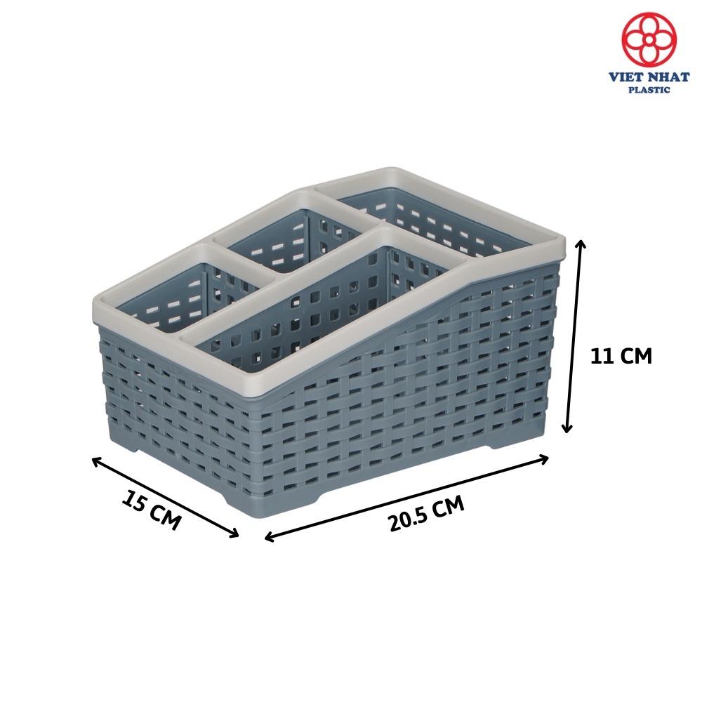 Khay nhựa tiện ích 4 ngăn Việt Nhật 2 size 5696-5688 - Việt Nhật Plastic HCM- khay đựng bút văn phòng
