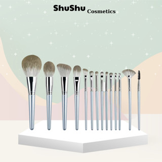 Bộ Cọ Trang Điểm 14 Cây Chuyên Makeup Cá Nhân Kèm Bao Da, Cốc Lông Siêu Mềm SHUSHU COSMETICS