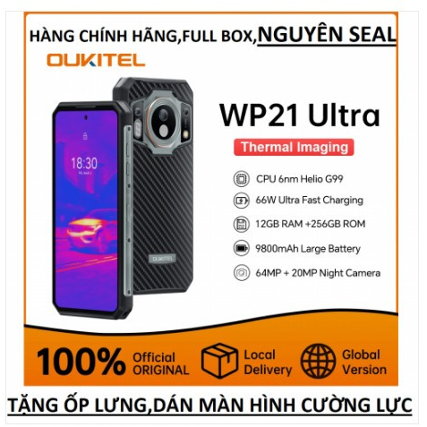 Điện thoại Oukitel Wp21 Ultra(Ram 12Gb,Rom 256Gb) Chính hãng, nguyên seal xịn, đen, SL: 1