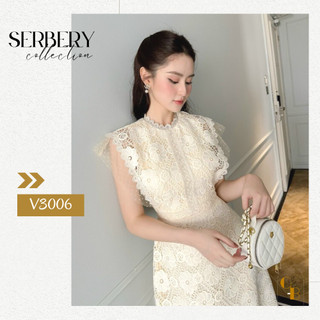 Váy nữ cao cấp chất ren 2 lớp dày dặn DELIZ đầm nữ dáng vừa viền hoa nổi bật thời trang GABY