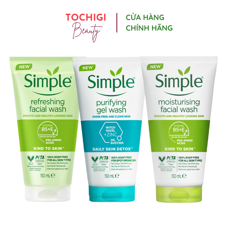 Sữa Rửa Mặt Simple Dịu Nhẹ Cho Da Nhạy Cảm Kind To Skin Refreshing Facial Wash 150ml